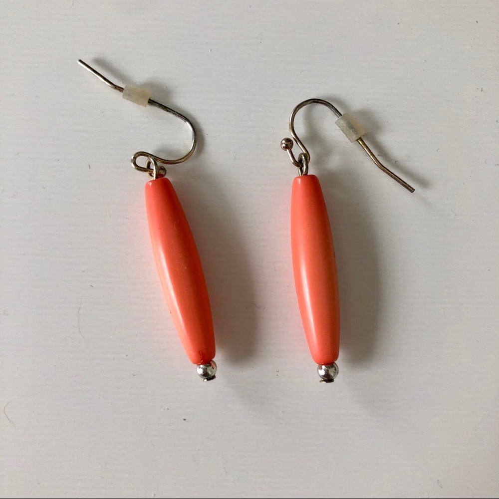 Coral bead drop earrings